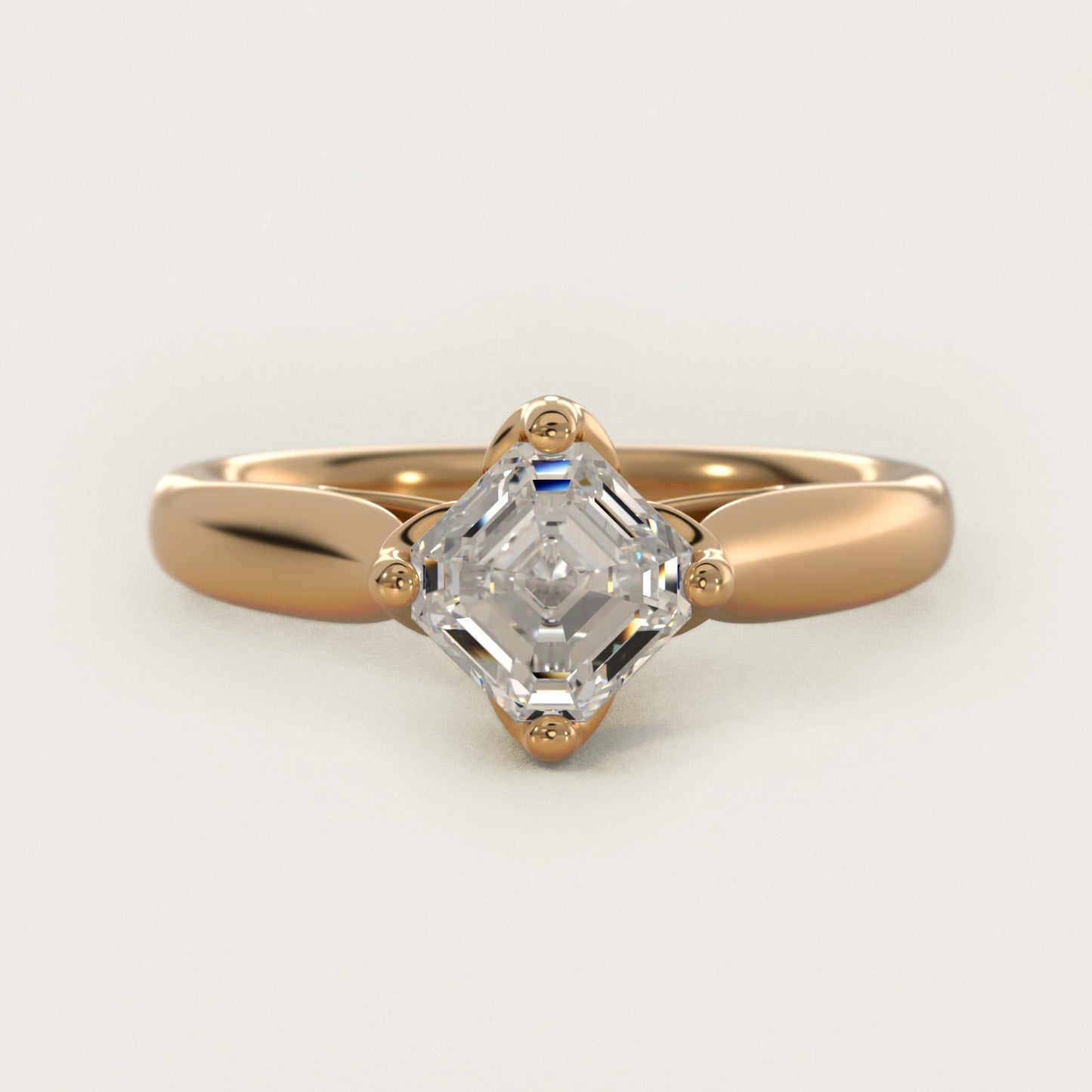 Solitaire Compass Set Engagement Ring in 18k Yellow Gold - Asscher Center