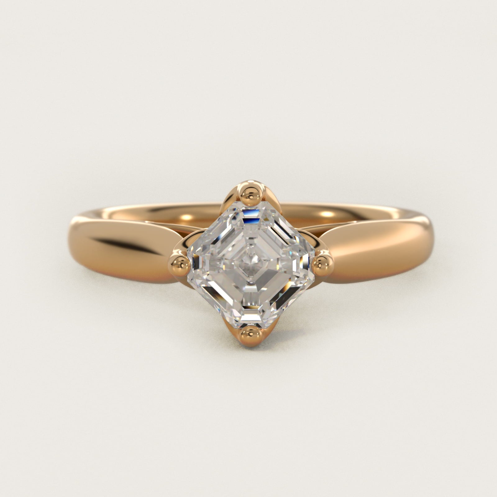 Solitaire Compass Set Engagement Ring in 18k Yellow Gold - Asscher Center
