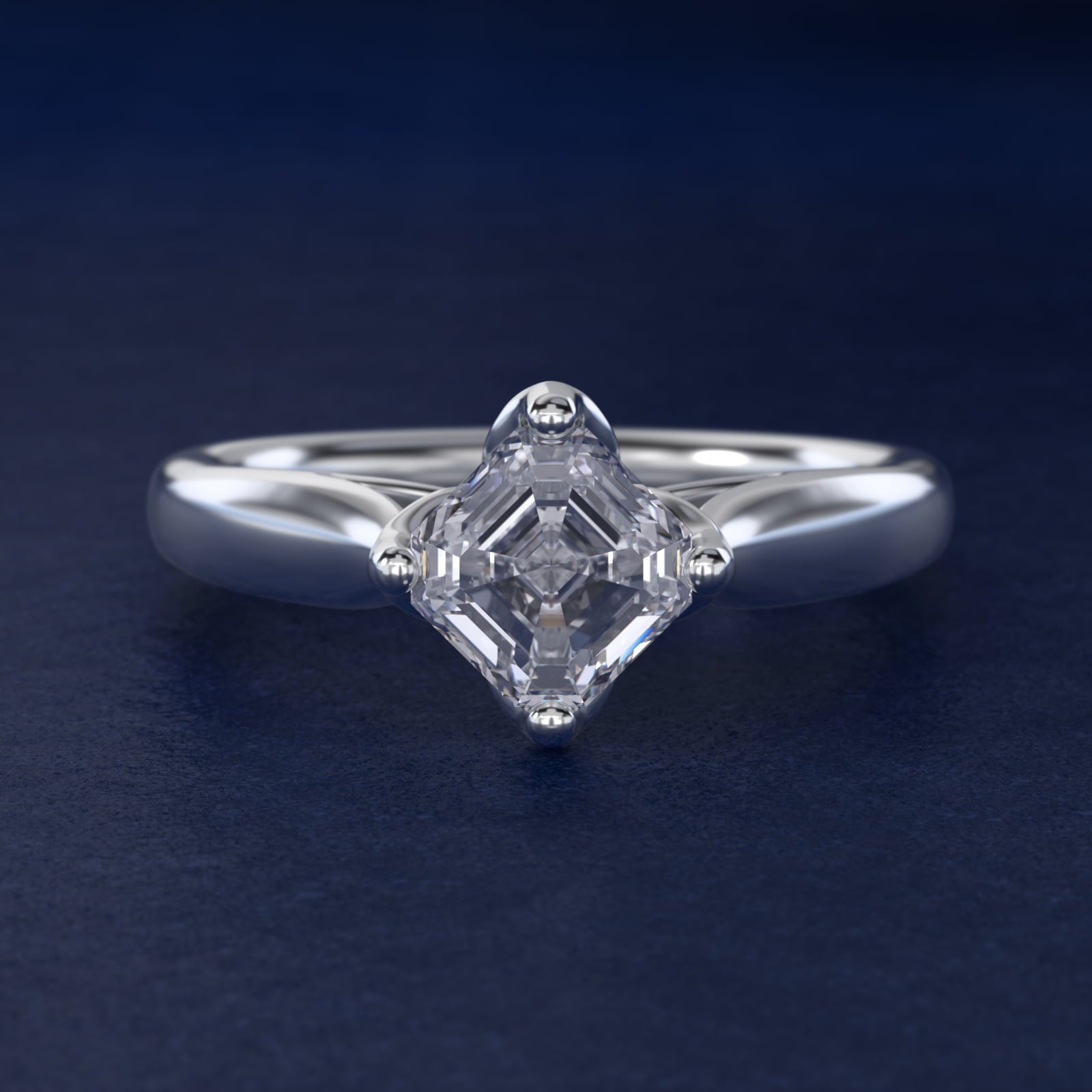 Solitaire Compass Set Engagement Ring in Platinum - Asscher Center