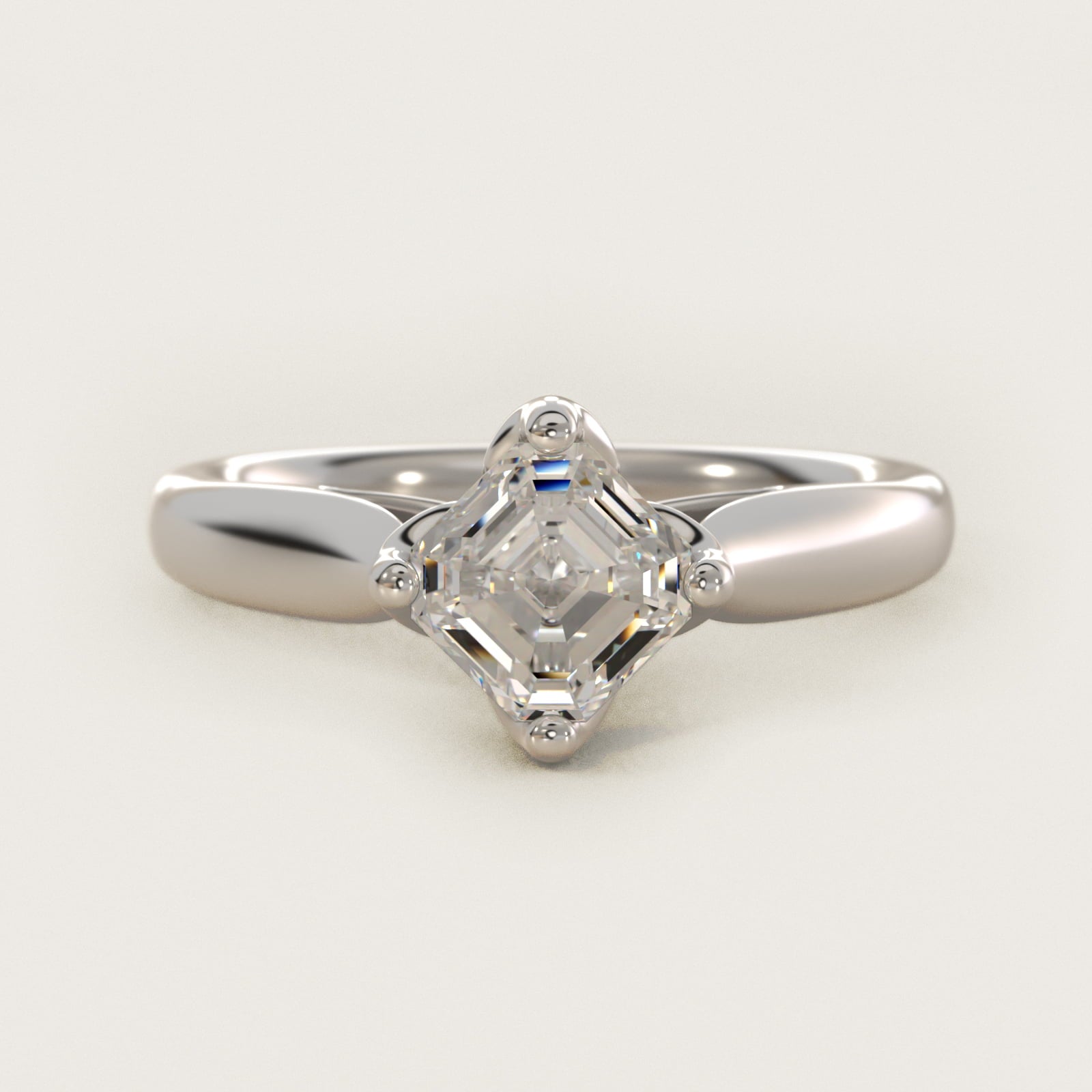 Solitaire Compass Set Engagement Ring in Platinum - Asscher Center