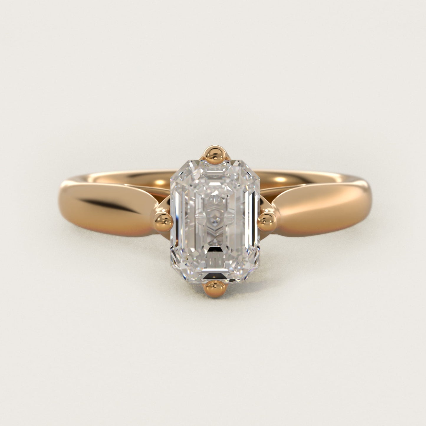 Solitaire Compass Set Engagement Ring in 14k Yellow Gold - Emerald Center