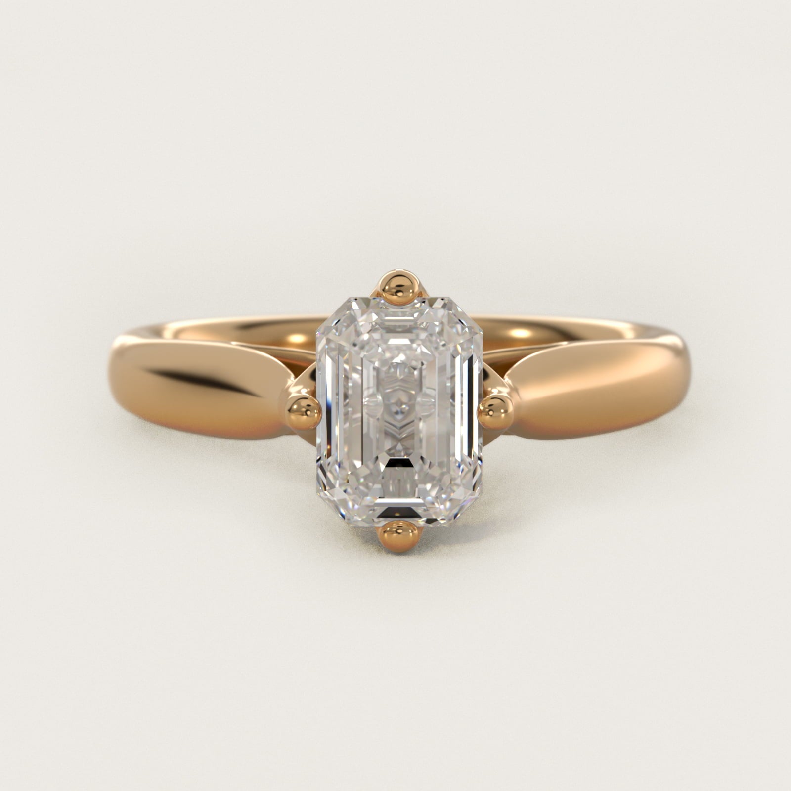 Solitaire Compass Set Engagement Ring in 14k Yellow Gold - Emerald Center