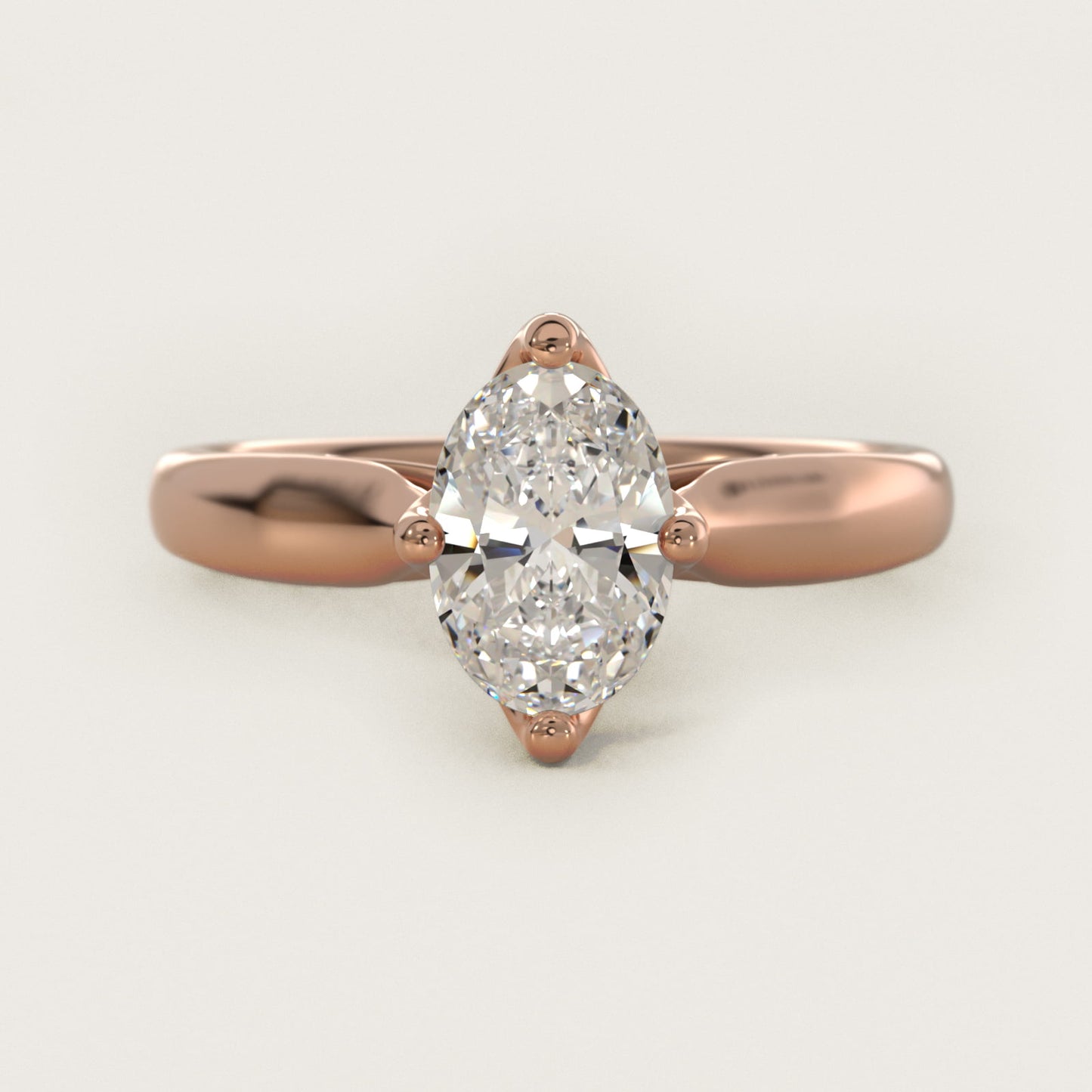 Solitaire Compass Set Engagement Ring in 14k Rose Gold - Oval Center