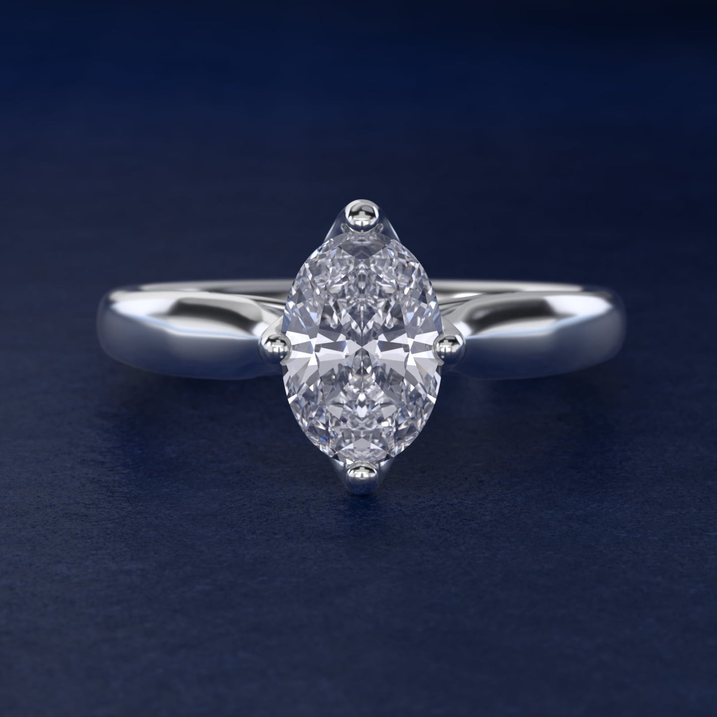 Solitaire Compass Set Engagement Ring in Platinum - Oval Center