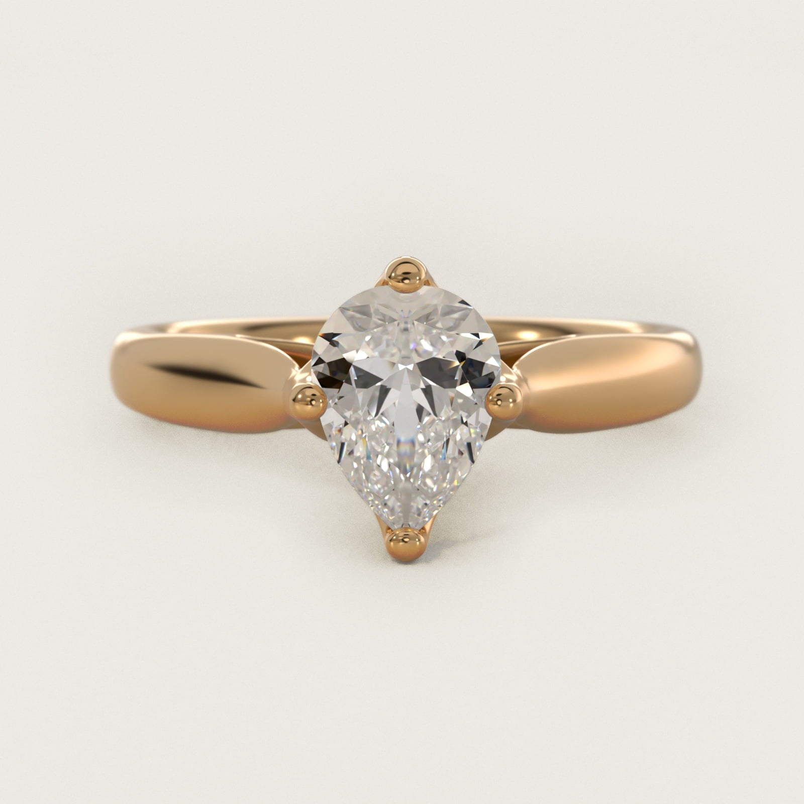 Solitaire Compass Set Engagement Ring in 18k Yellow Gold - Pear Center