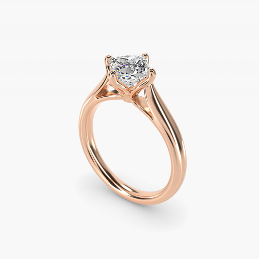 Solitaire Compass Set Engagement Ring in 18k Rose Gold - Princess Center