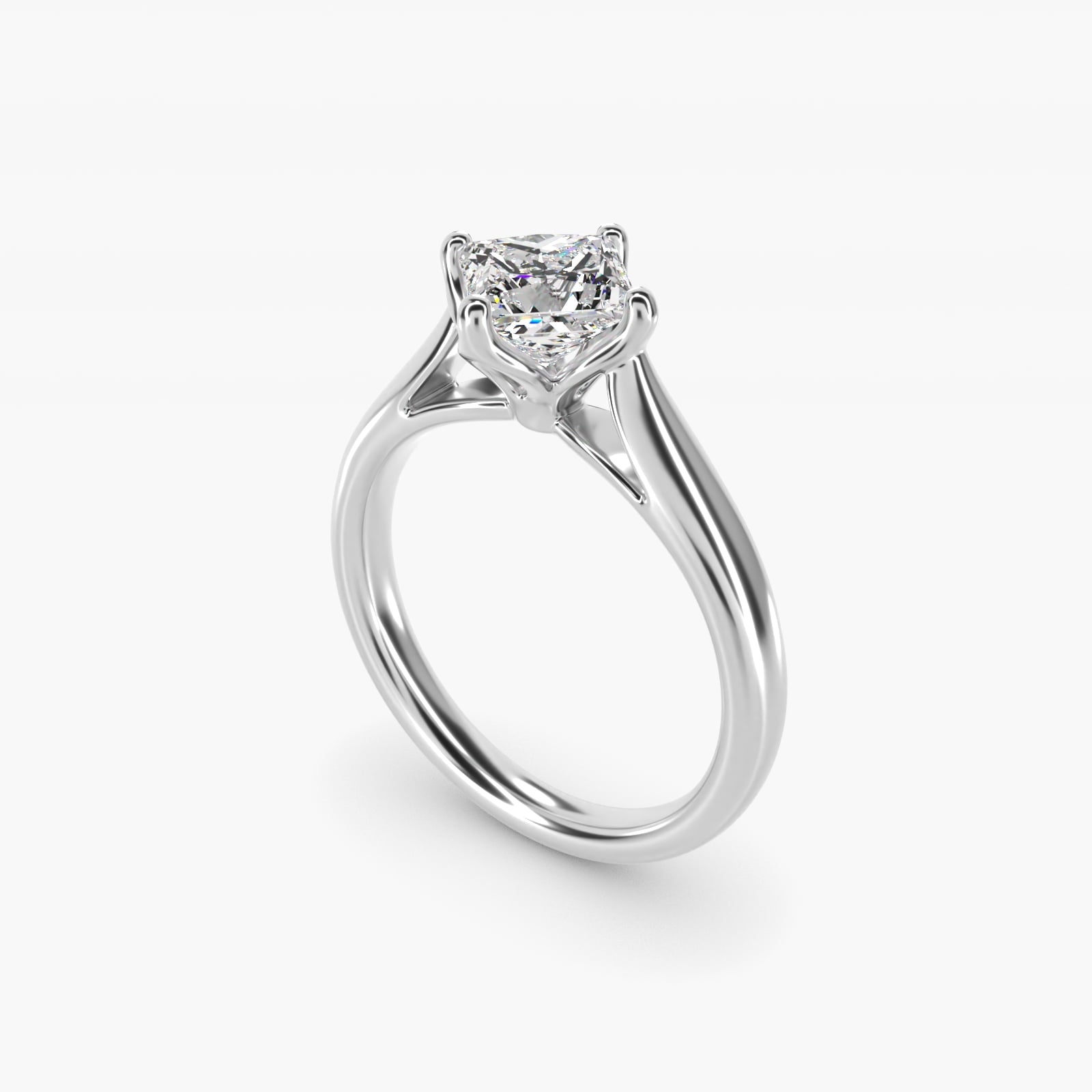 Solitaire Compass Set Engagement Ring in Platinum - Princess Center