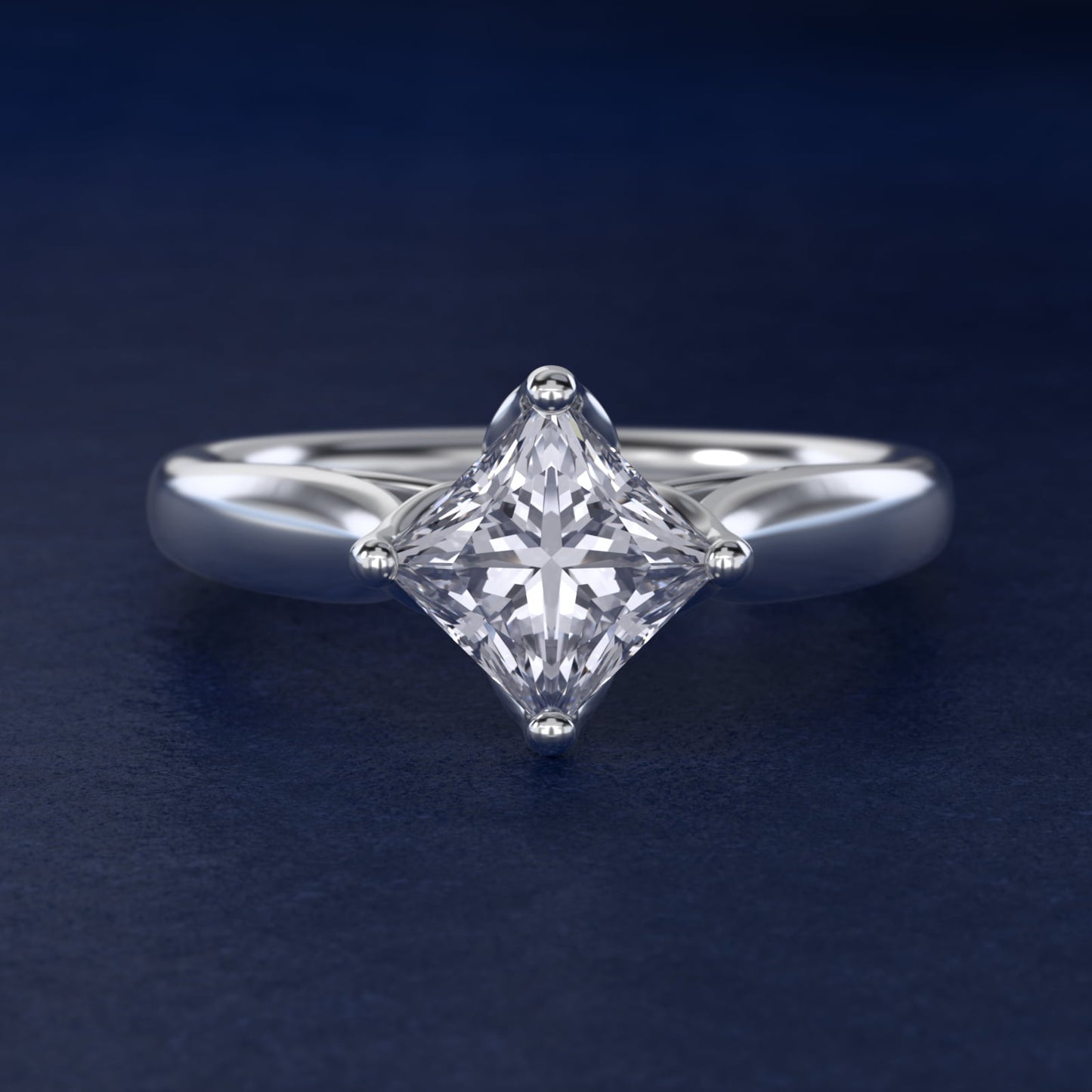 Solitaire Compass Set Engagement Ring in Platinum - Princess Center
