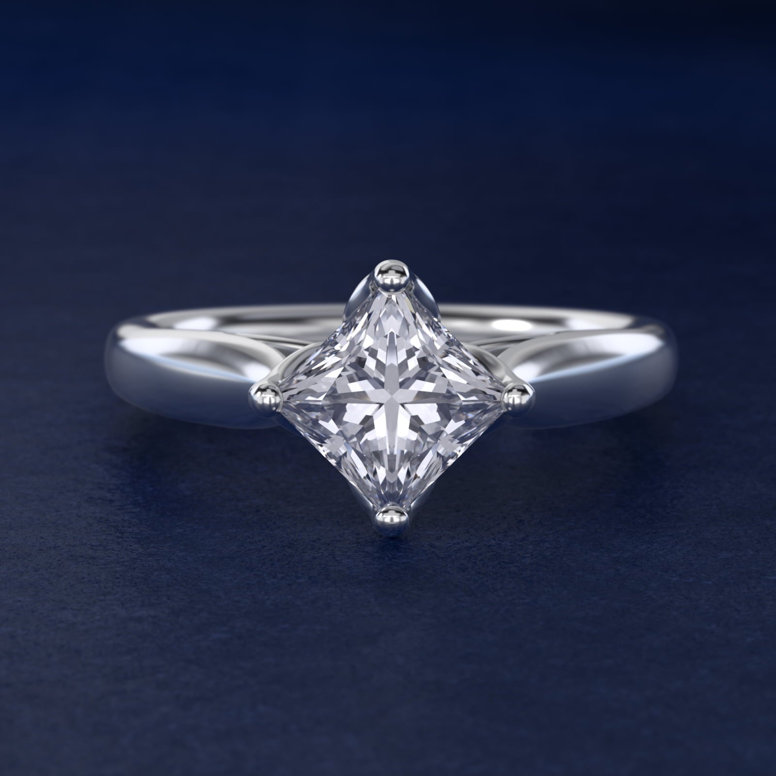 Solitaire Compass Set Engagement Ring in Platinum - Princess Center
