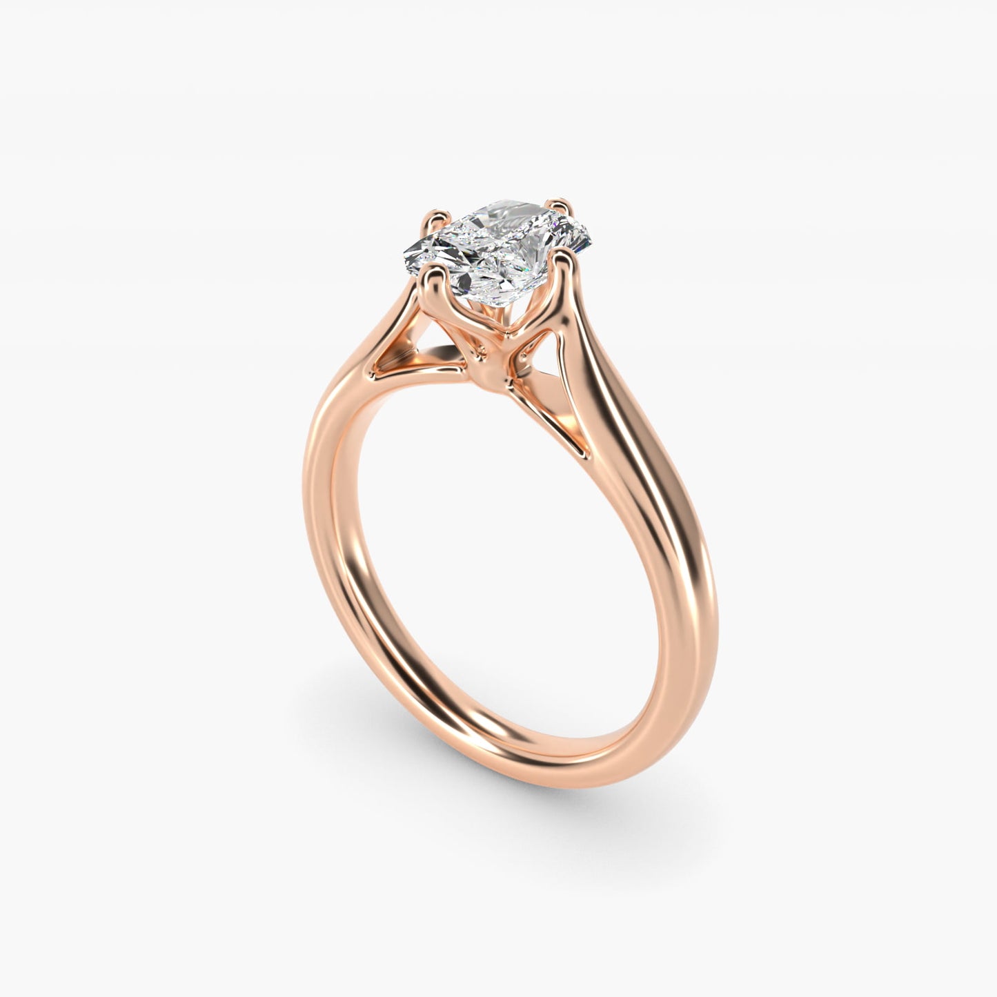 Solitaire Compass Set Engagement Ring in 18k Rose Gold - Radiant Center