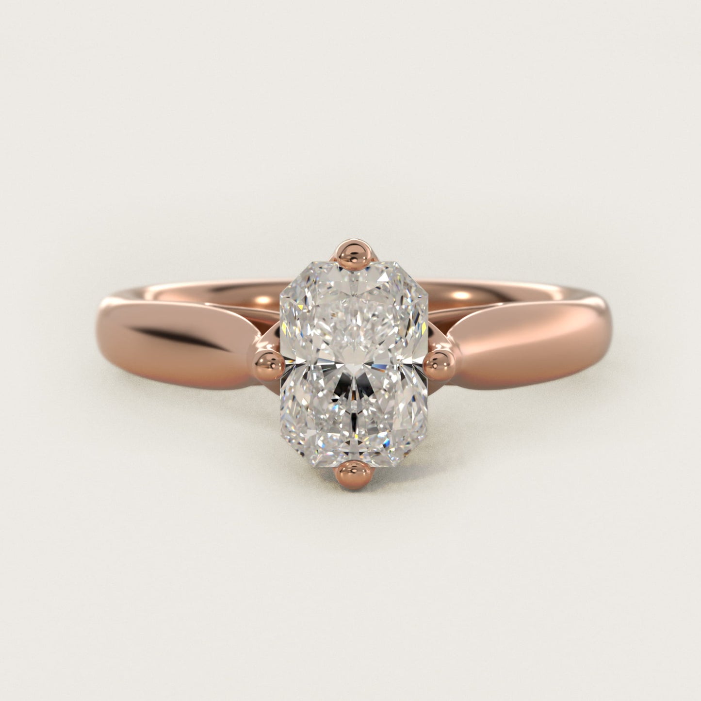 Solitaire Compass Set Engagement Ring in 18k Rose Gold - Radiant Center