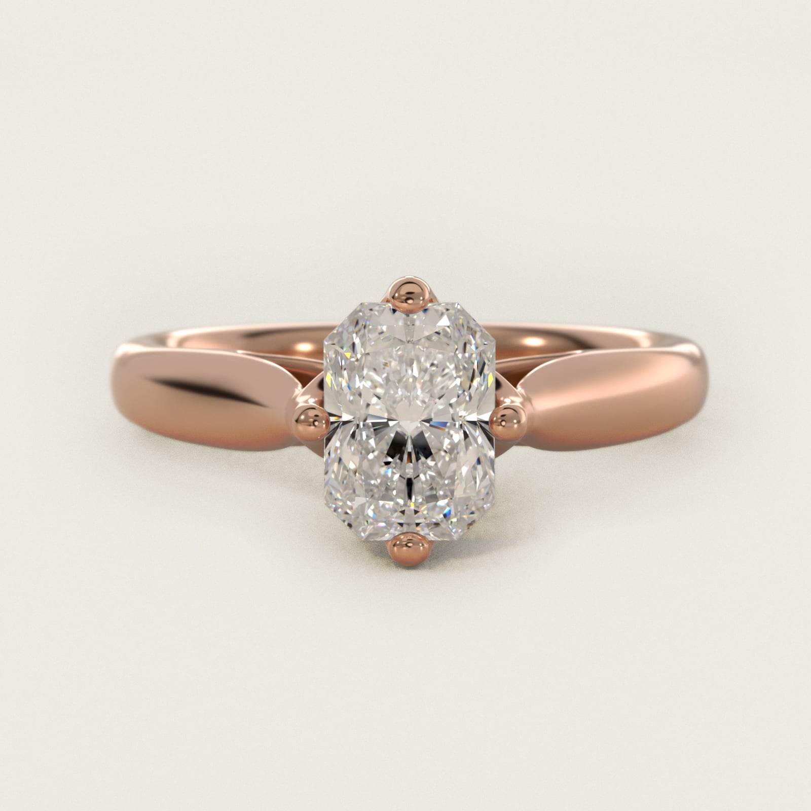 Solitaire Compass Set Engagement Ring in 18k Rose Gold - Radiant Center