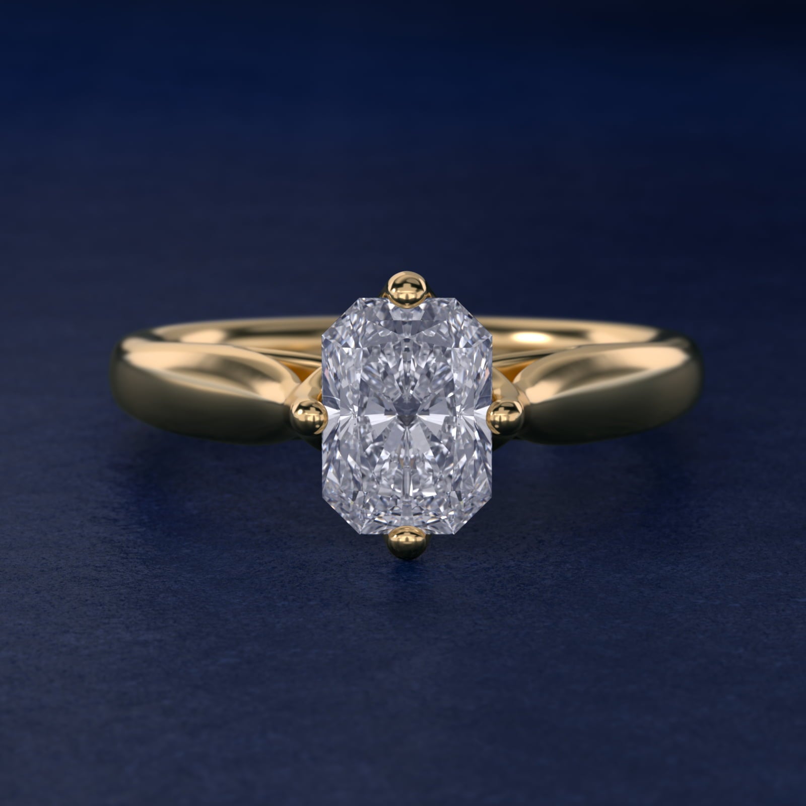 Solitaire Compass Set Engagement Ring in 18k Yellow Gold - Radiant Center