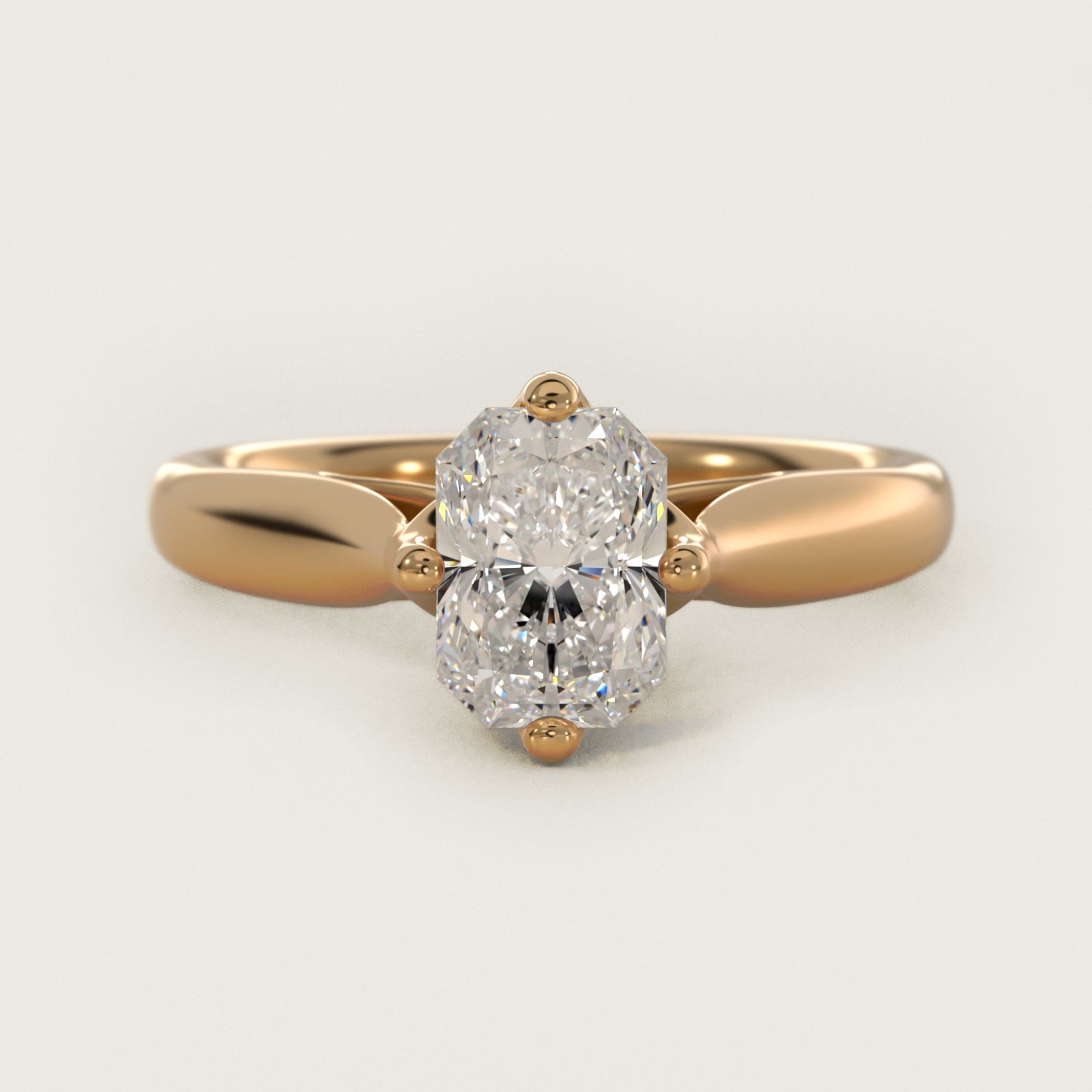 Solitaire Compass Set Engagement Ring in 18k Yellow Gold - Radiant Center