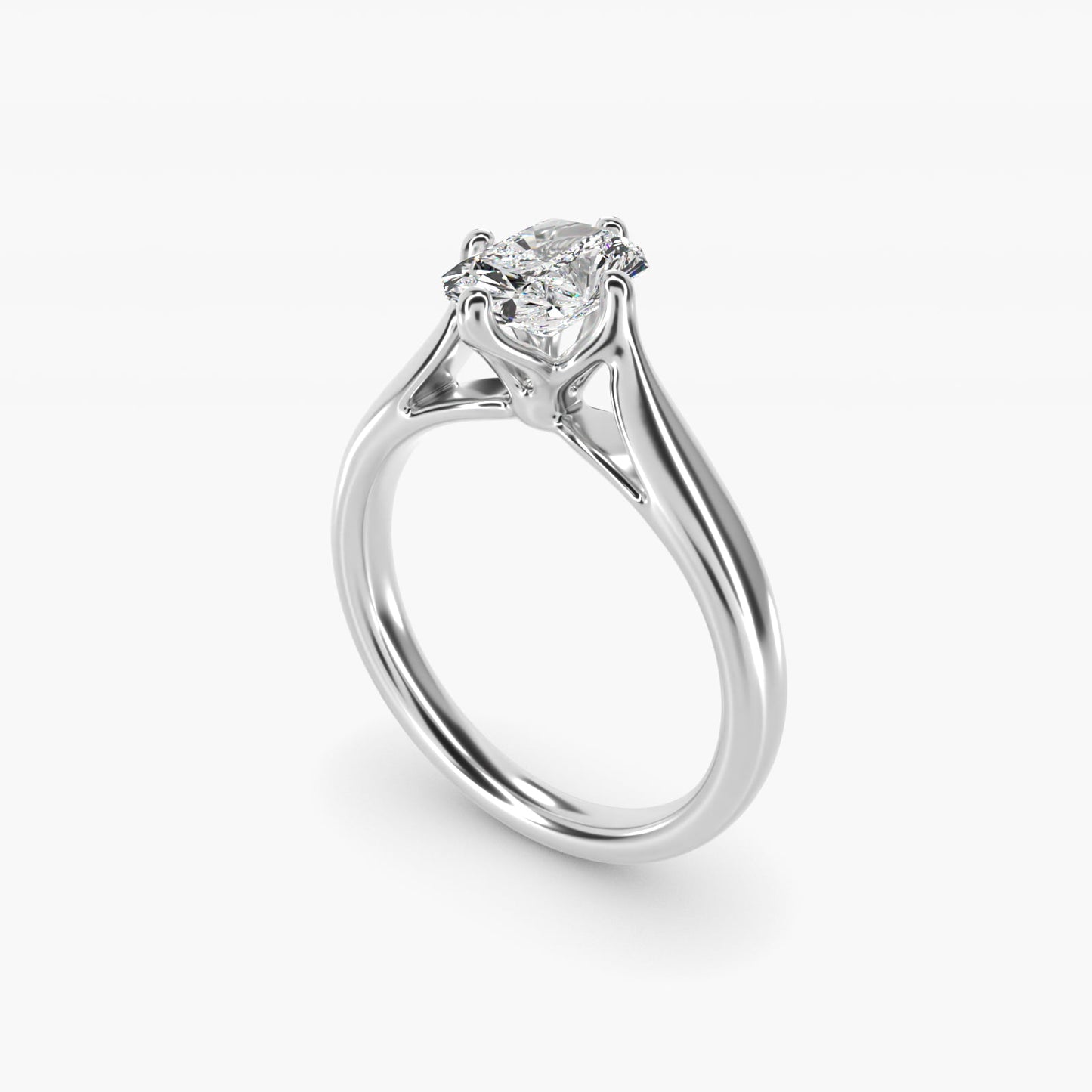 Solitaire Compass Set Engagement Ring in Platinum - Radiant Center