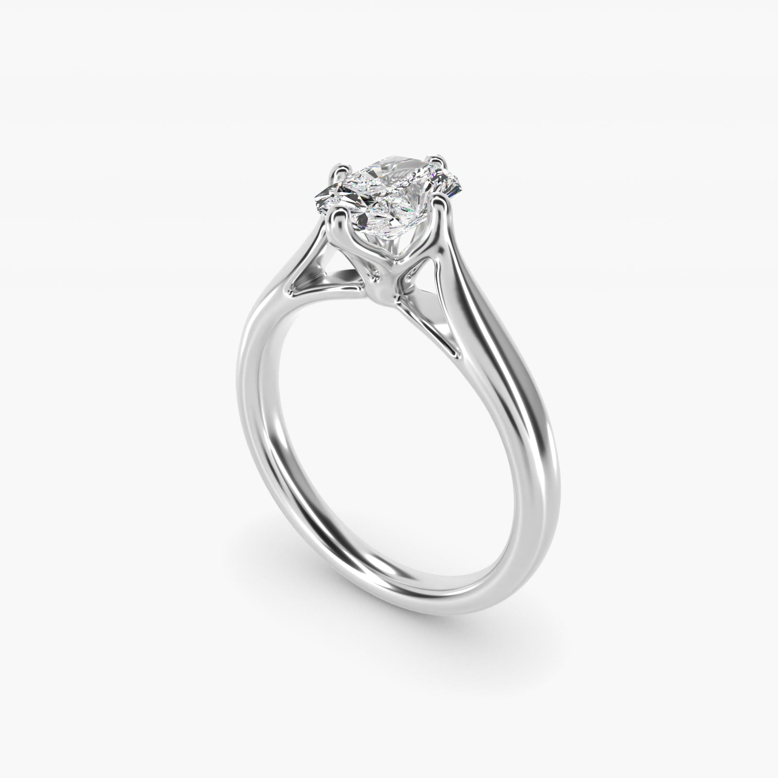 Solitaire Compass Set Engagement Ring in Platinum - Radiant Center