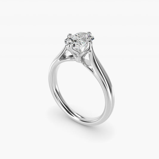 Solitaire Compass Set Engagement Ring in Platinum - Radiant Center