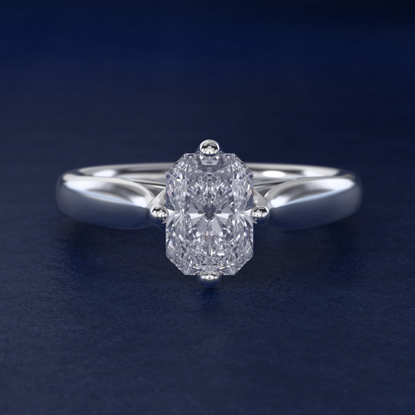 Solitaire Compass Set Engagement Ring in Platinum - Radiant Center