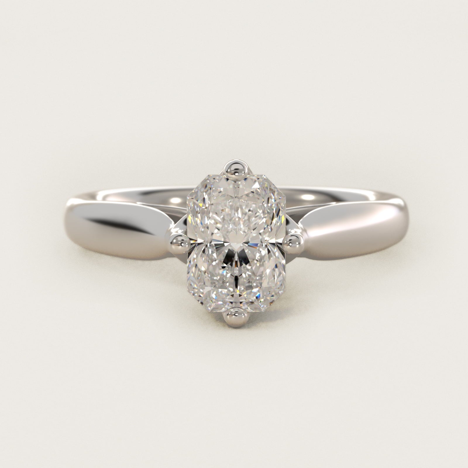 Solitaire Compass Set Engagement Ring in Platinum - Radiant Center