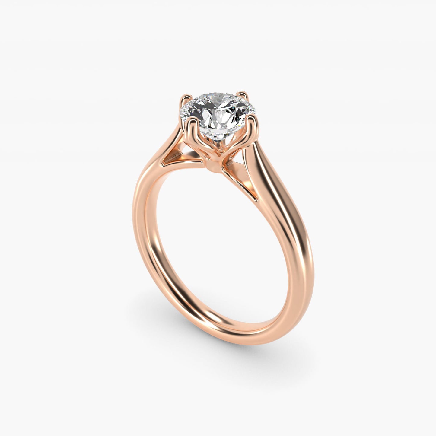 Solitaire Compass Set Engagement Ring in 18k Rose Gold - Round Center