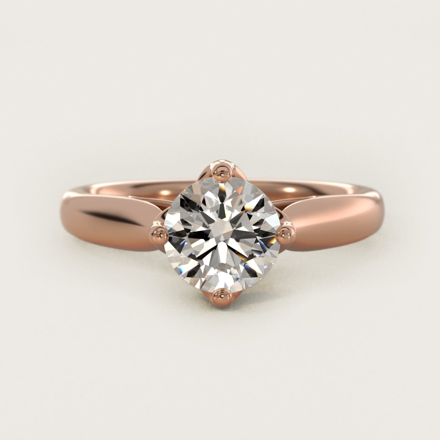 Solitaire Compass Set Engagement Ring in 14k Rose Gold - Round Center