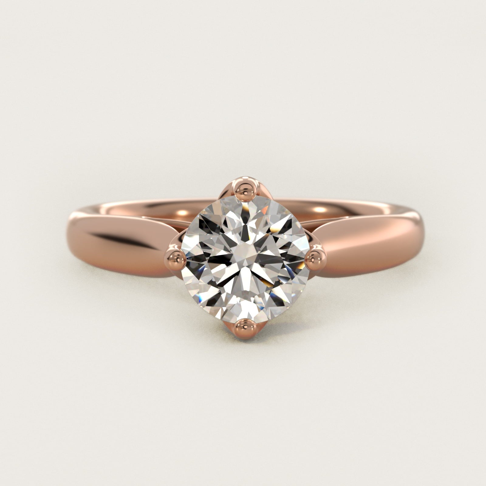 Solitaire Compass Set Engagement Ring in 14k Rose Gold - Round Center