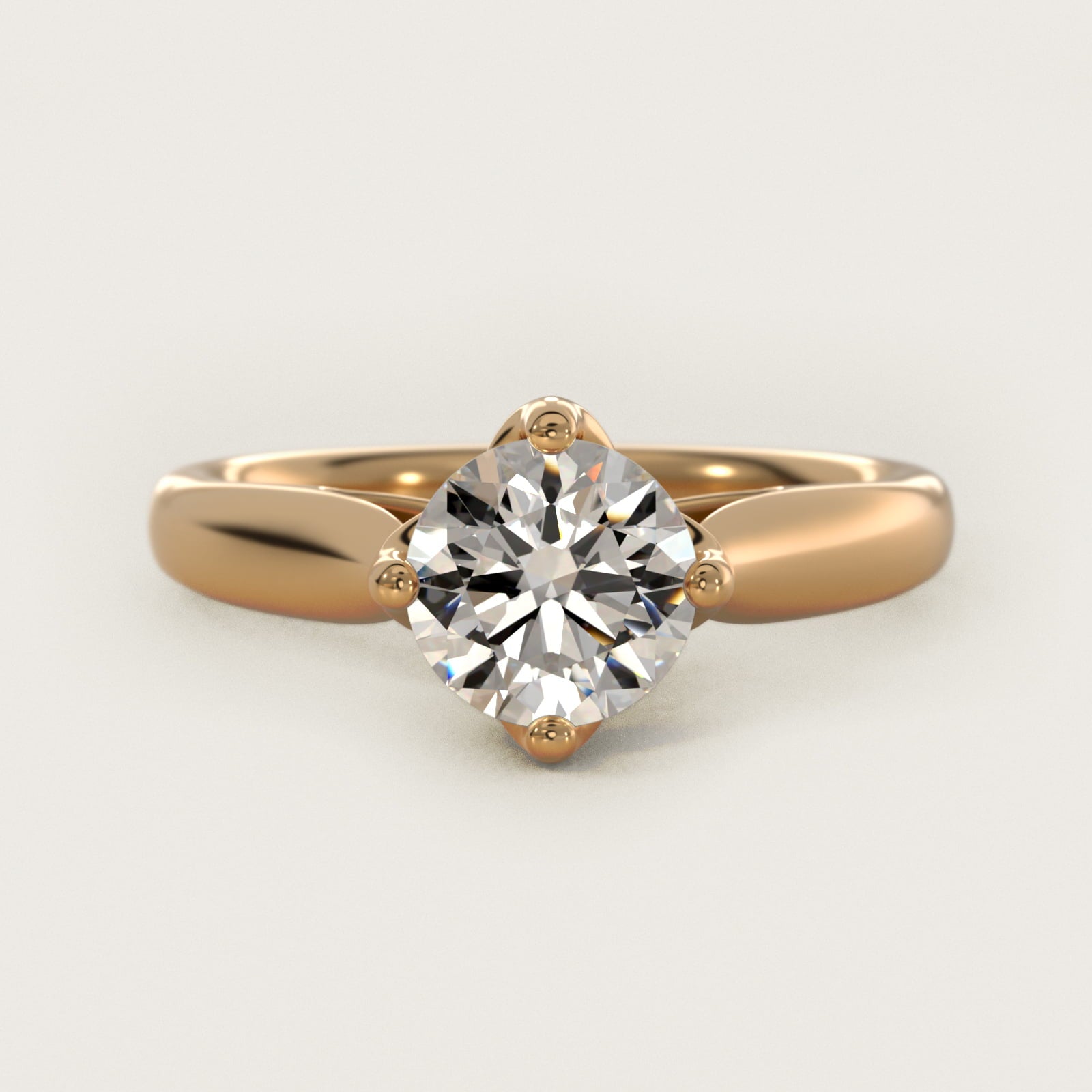 Solitaire Compass Set Engagement Ring in 18k Yellow Gold - Round Center