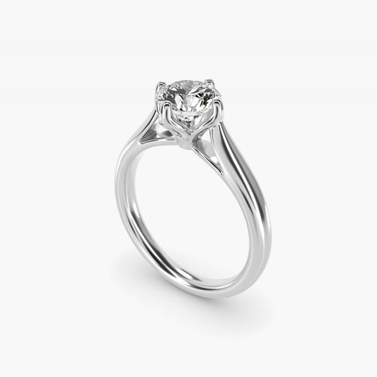 Solitaire Compass Set Engagement Ring in Platinum - Round Center