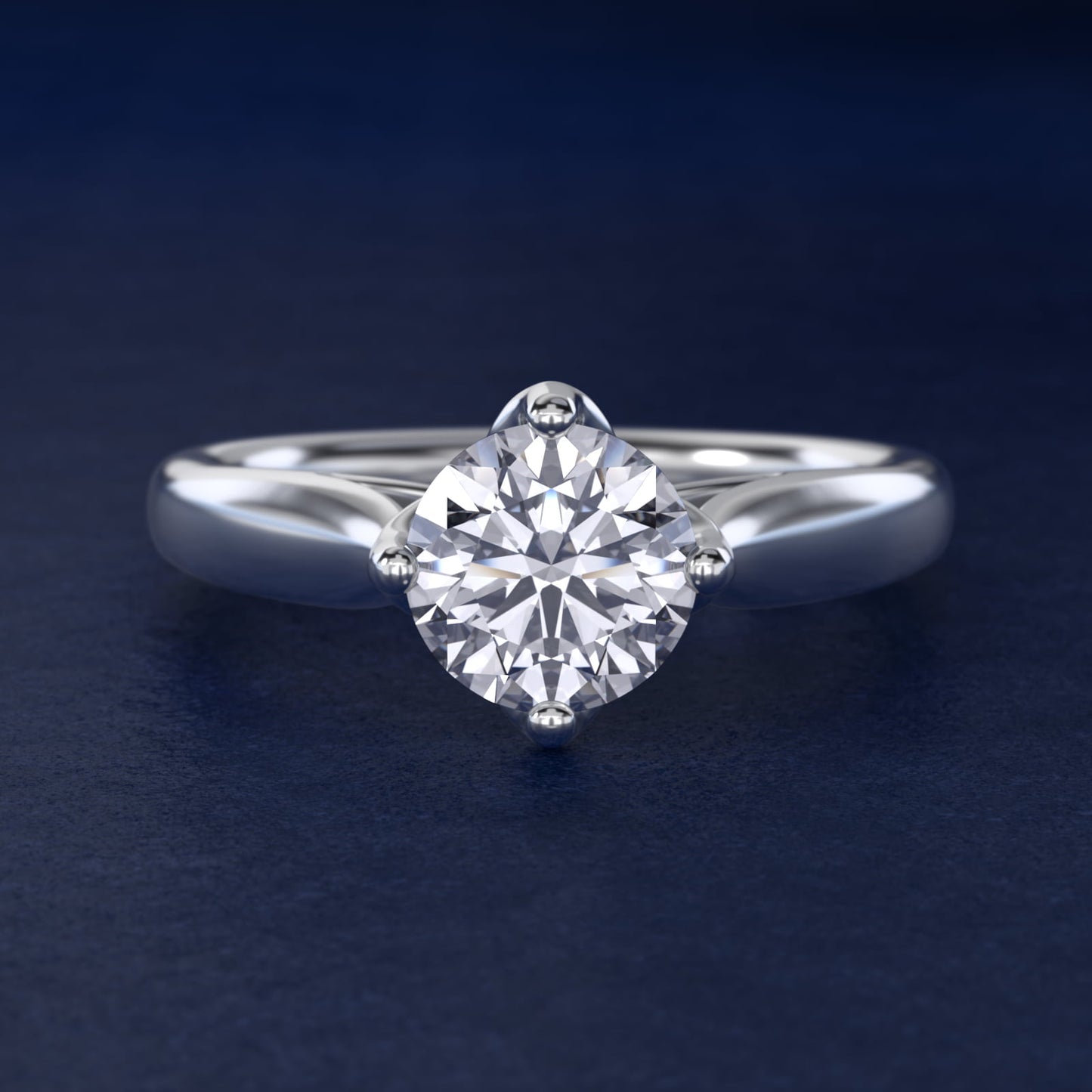 Solitaire Compass Set Engagement Ring in Platinum - Round Center