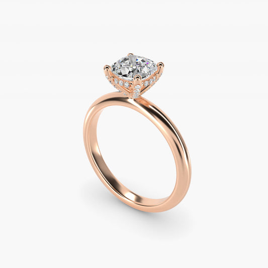 Solitaire Engagement Ring With PavŽ Basket In 14K Rose Gold By James Allen - Cushion Center