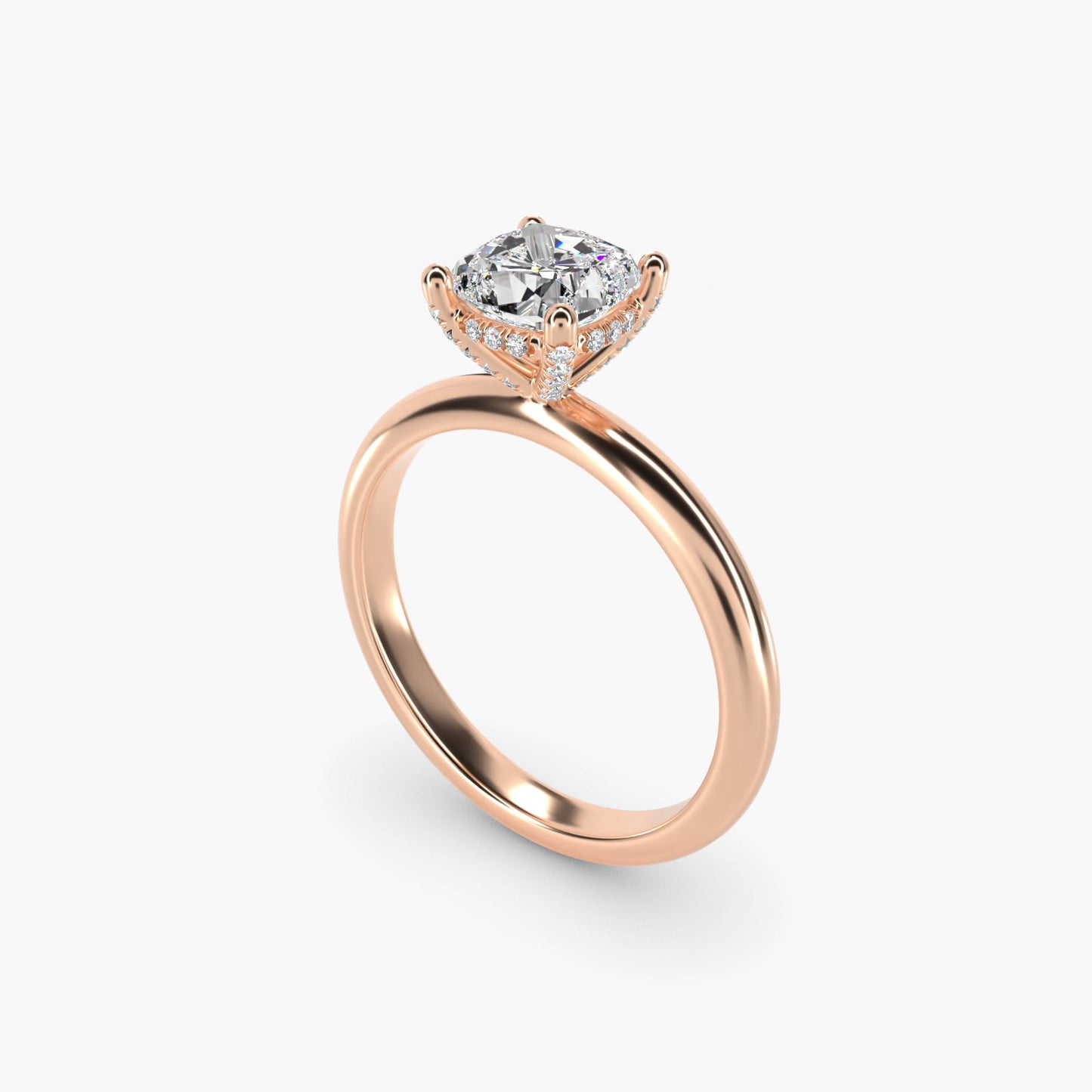 Solitaire Engagement Ring With PavŽ Basket In 18k Rose Gold By James Allen - Cushion Center
