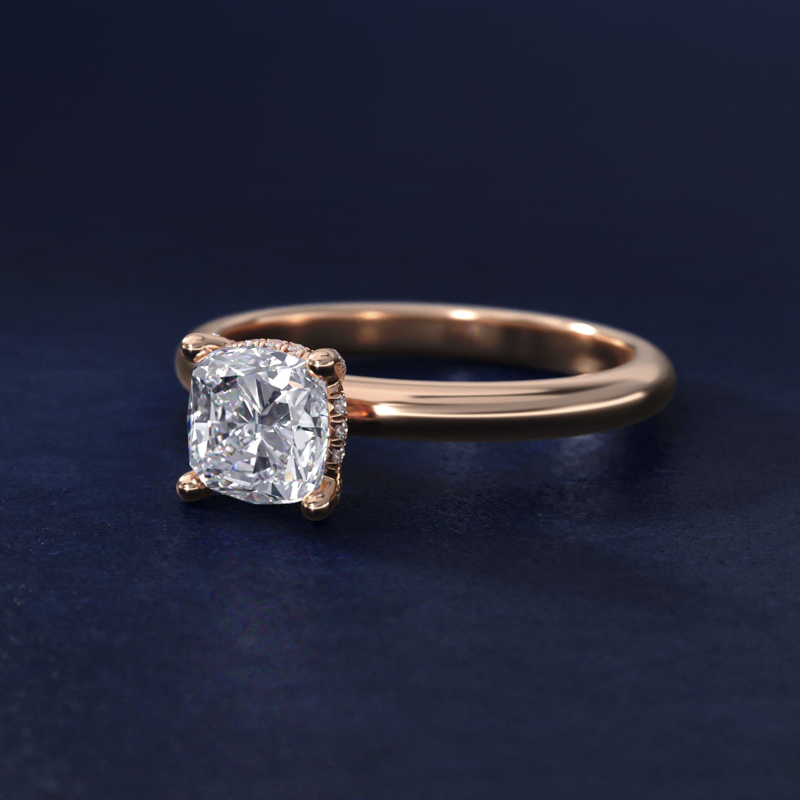 Solitaire Engagement Ring With PavŽ Basket In 14K Rose Gold By James Allen - Cushion Center
