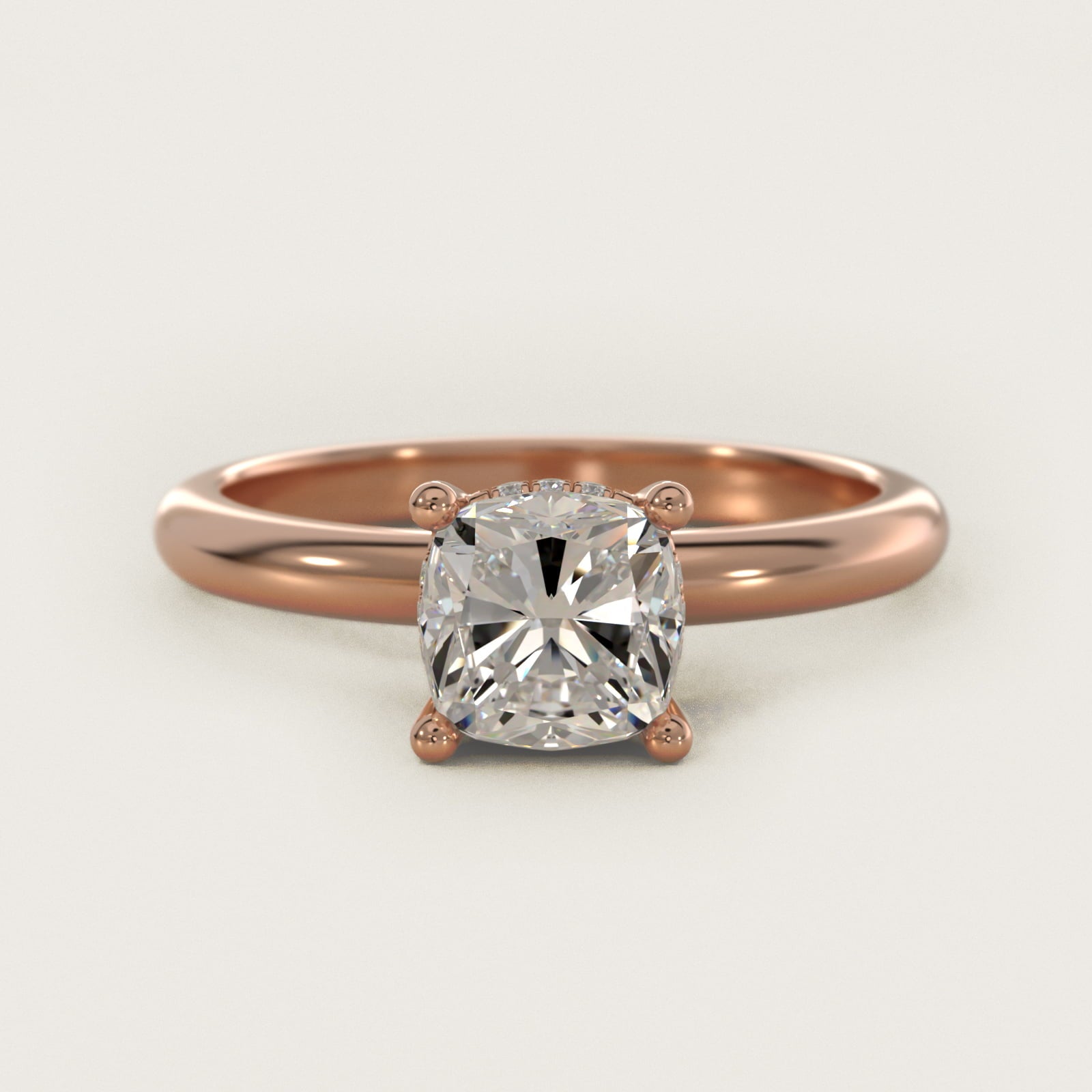 Solitaire Engagement Ring With PavŽ Basket In 14K Rose Gold By James Allen - Cushion Center