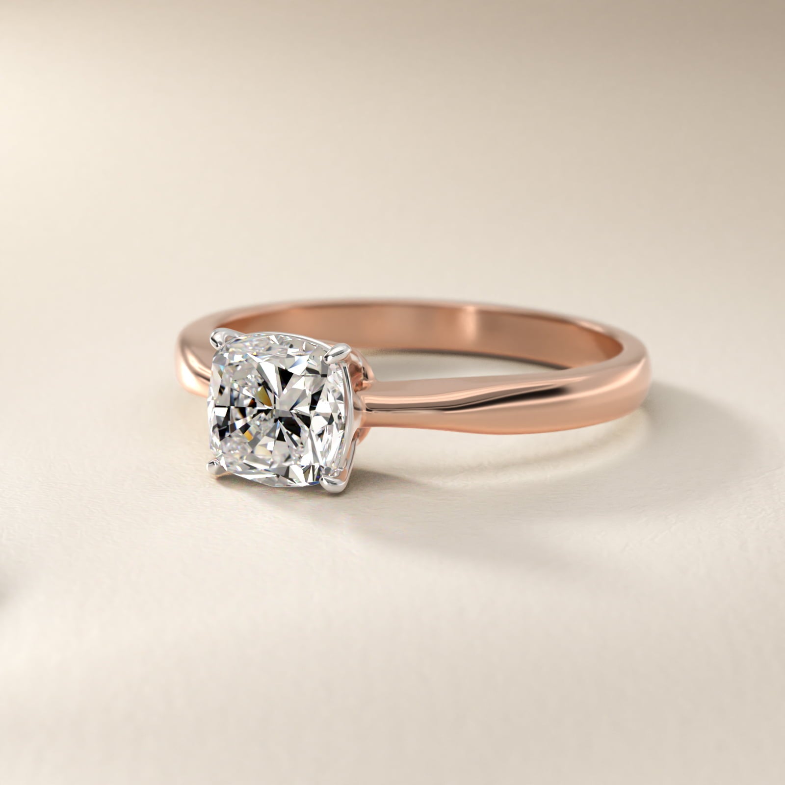 Solitaire Engagement Ring With Wire Basket In 14K Rose Gold By James Allen - Cushion Center