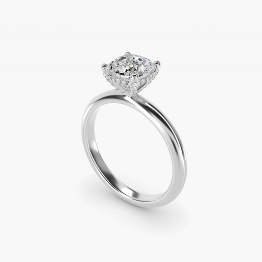Solitaire Engagement Ring With PavŽ Basket In 14K White Gold By James Allen - Cushion Center