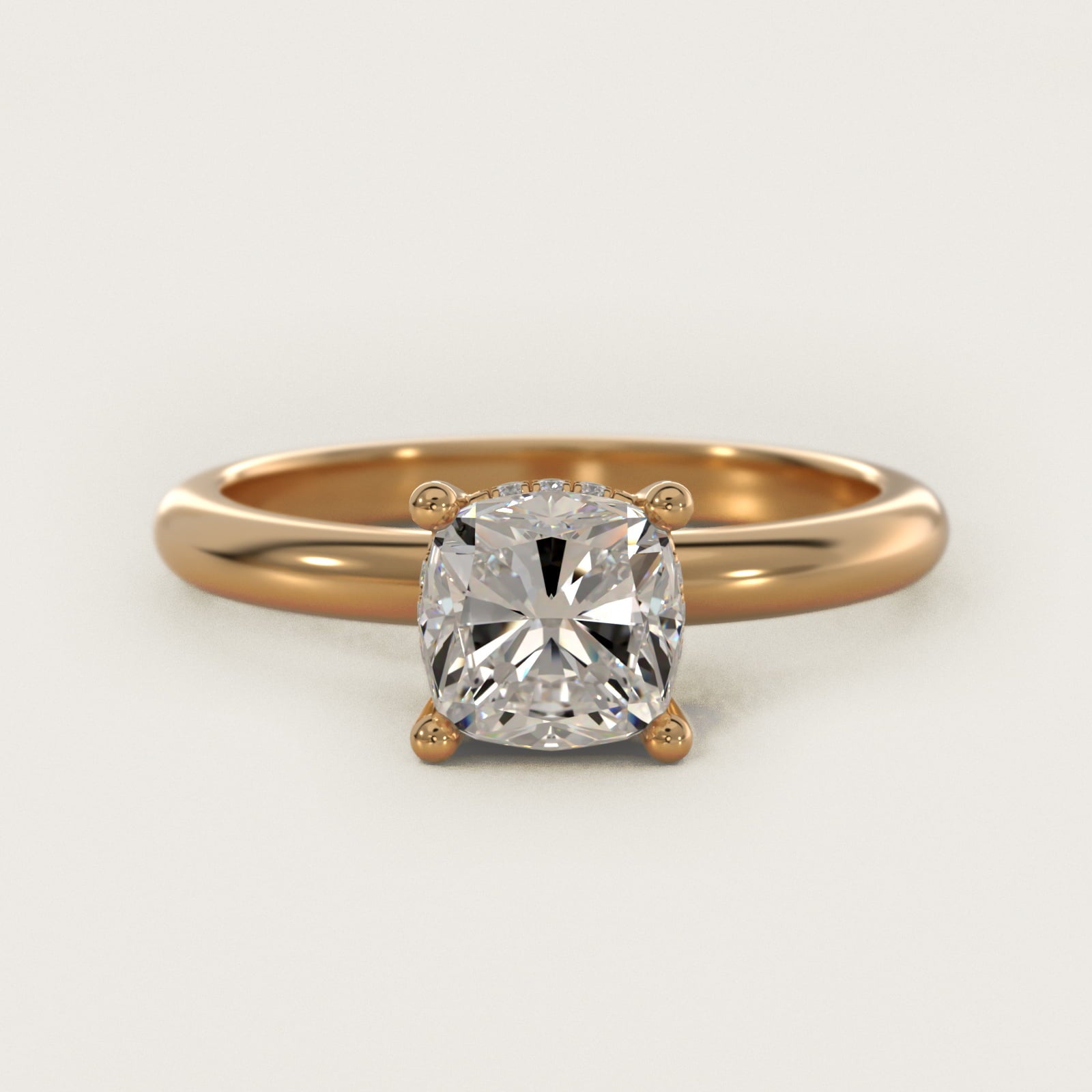 Solitaire Engagement Ring With PavŽ Basket In 18k Yellow Gold By James Allen - Cushion Center