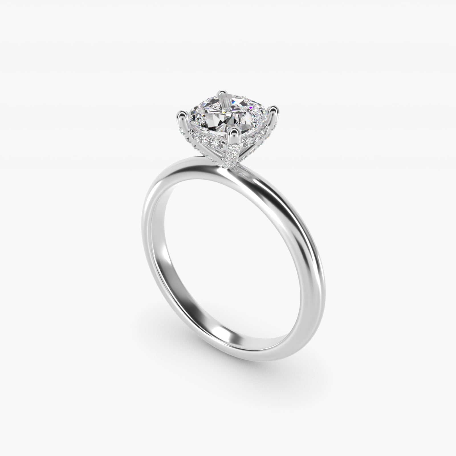 Solitaire Engagement Ring With PavŽ Basket In Platinum By James Allen - Cushion Center