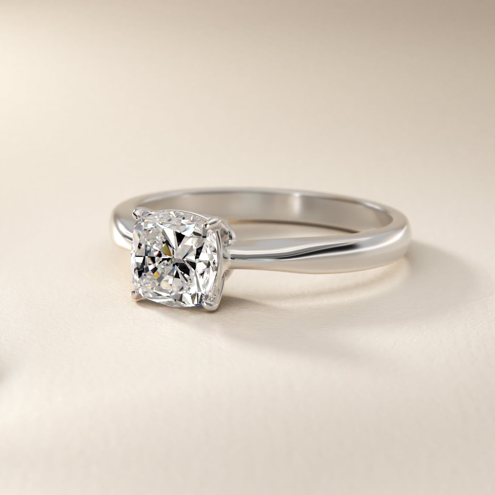 Solitaire Engagement Ring With Wire Basket In Platinum By James Allen - Cushion Center