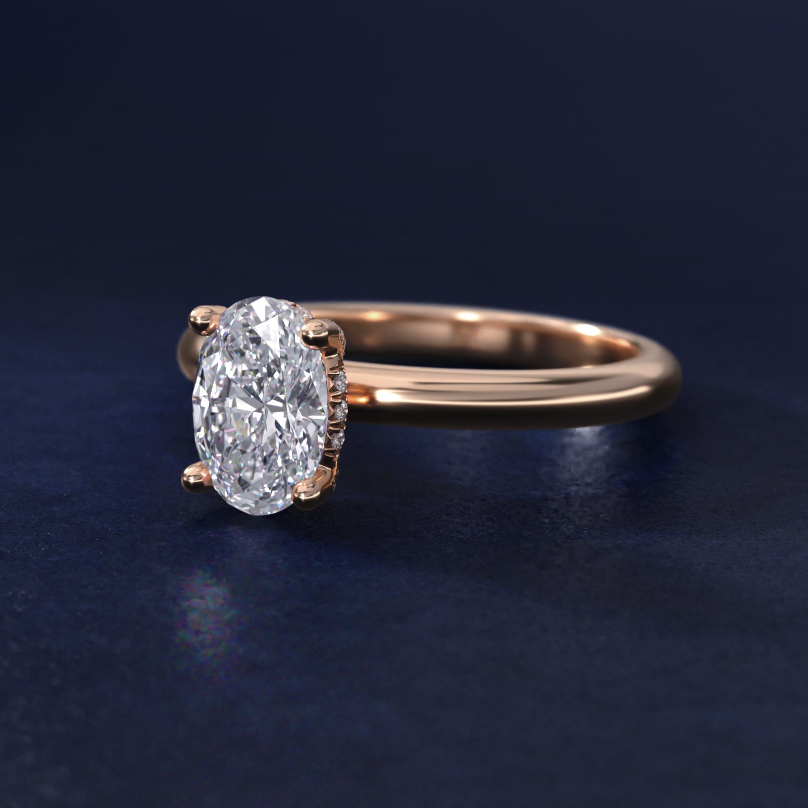 Solitaire Engagement Ring With PavŽ Basket In 14K Rose Gold By James Allen - Oval Center