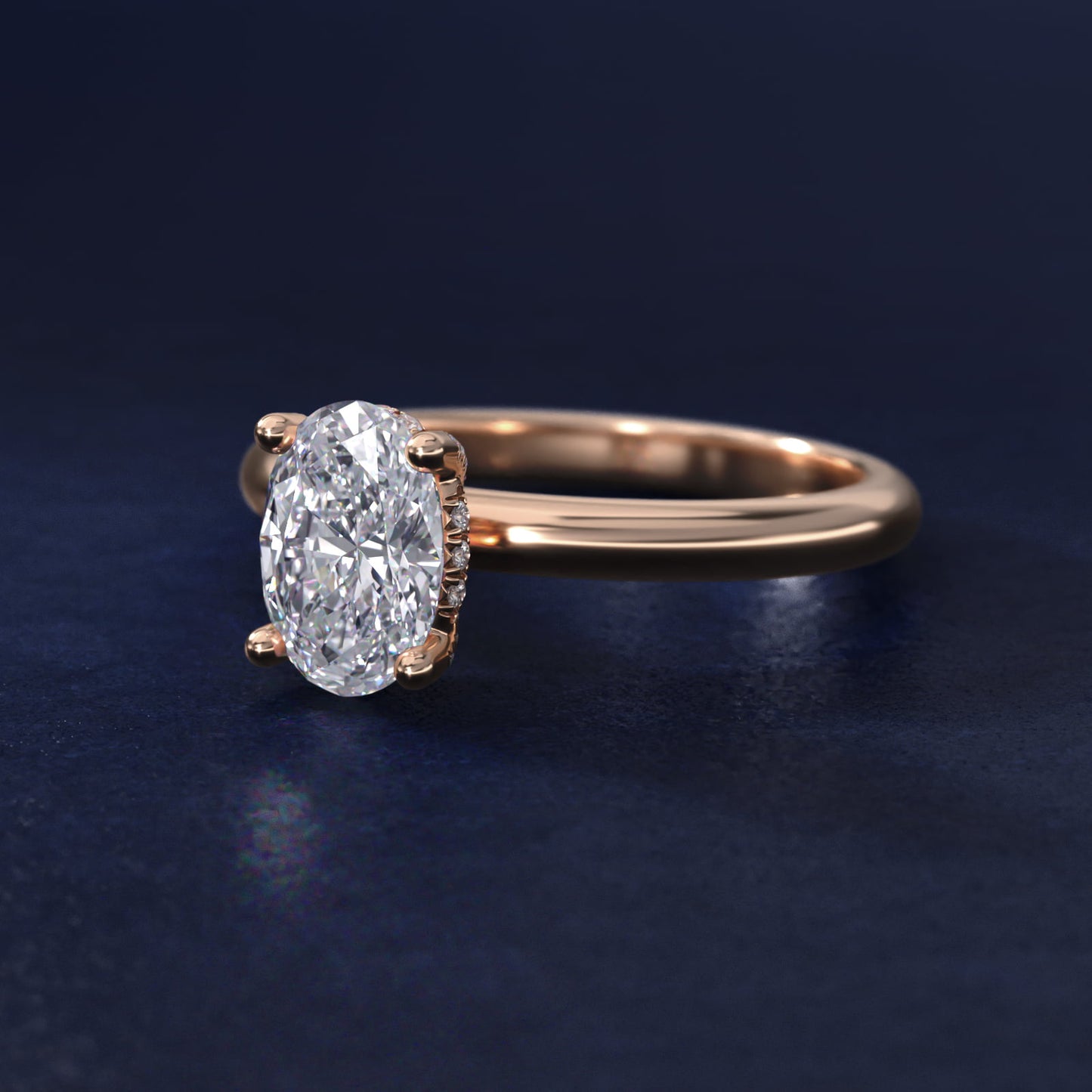 Solitaire Engagement Ring With PavŽ Basket In 18k Rose Gold By James Allen - Oval Center