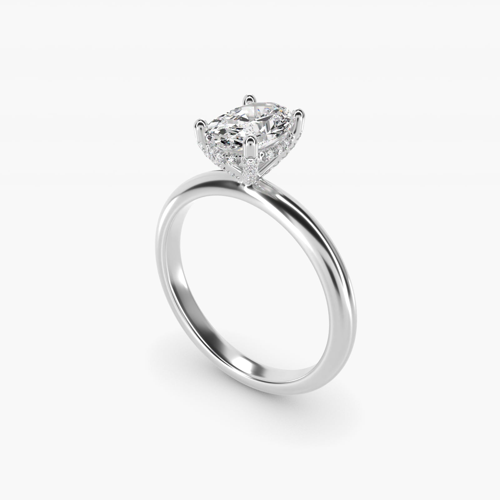 Solitaire Engagement Ring With PavŽ Basket In 14K White Gold By James Allen - Oval Center