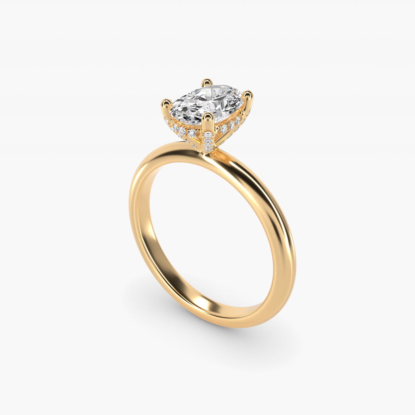 Solitaire Engagement Ring With PavŽ Basket In 14K Yellow Gold By James Allen - Oval Center