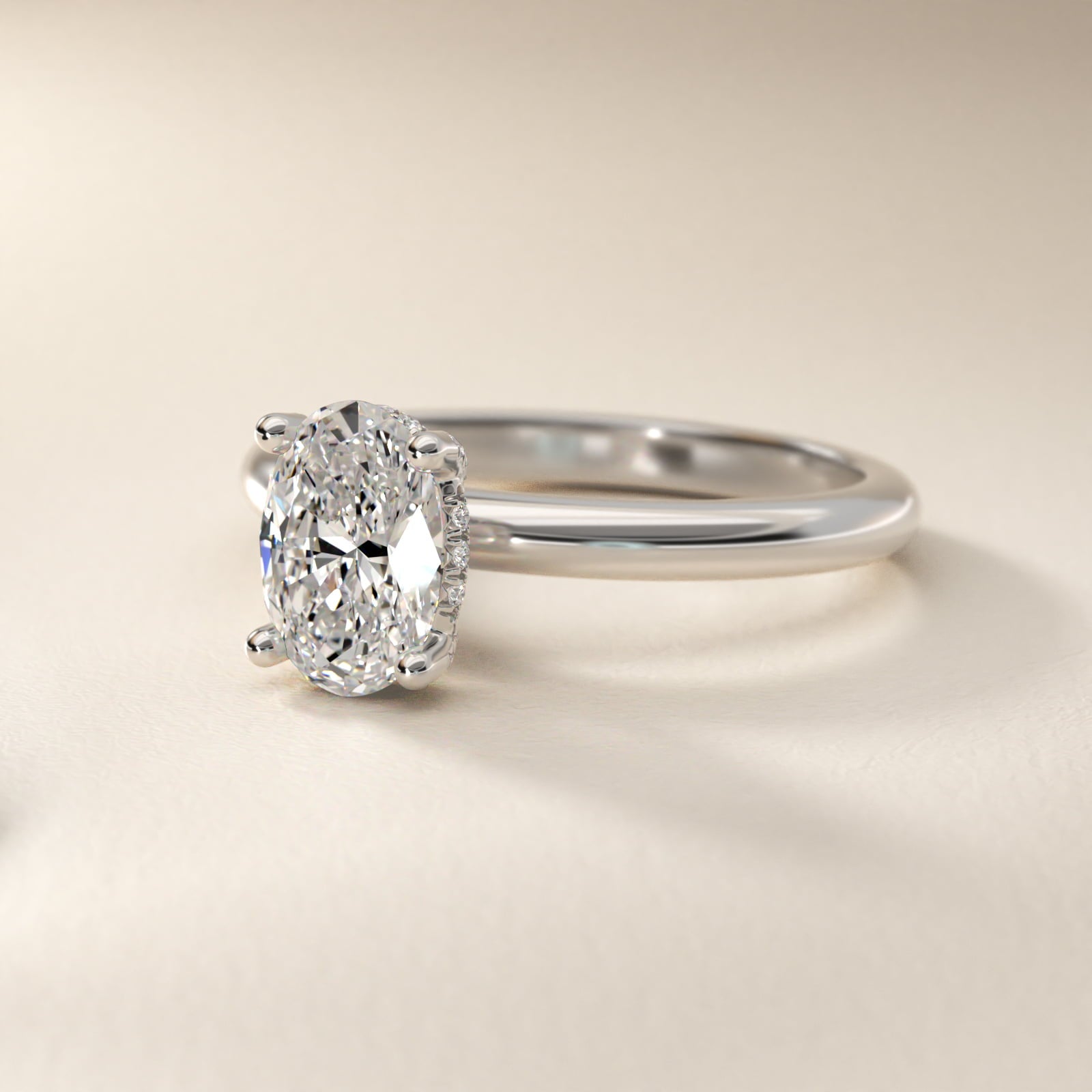 Solitaire Engagement Ring With PavŽ Basket In Platinum By James Allen - Oval Center