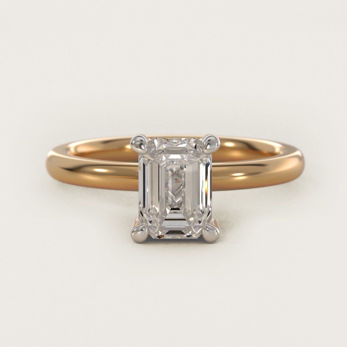 Solitaire Plus Hidden Halo Diamond Engagement Ring in 14k Yellow Gold - Emerald Center