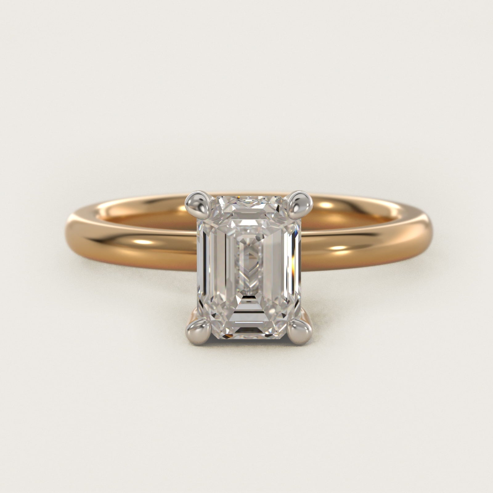 Solitaire Plus Hidden Halo Diamond Engagement Ring in 18k Yellow Gold - Emerald Center