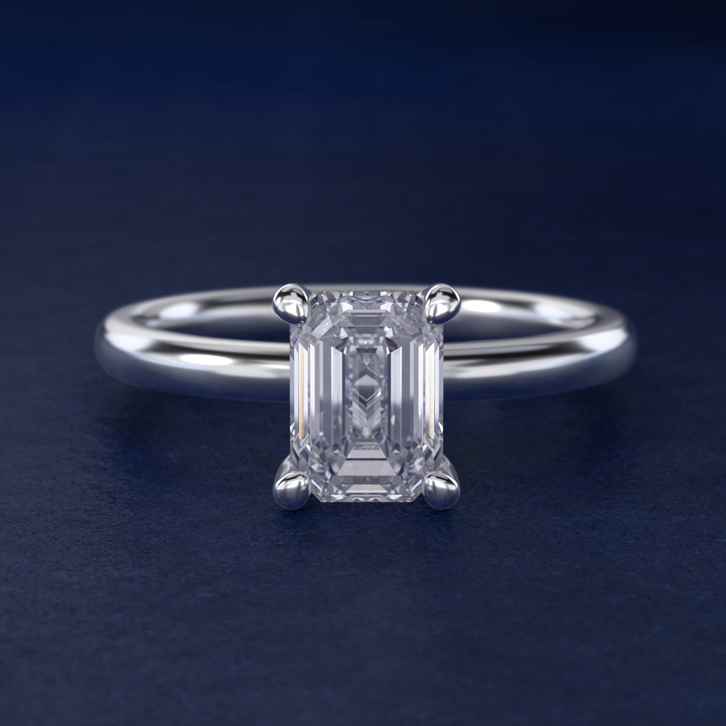 Solitaire Plus Hidden Halo Diamond Engagement Ring in Platinum - Emerald Center
