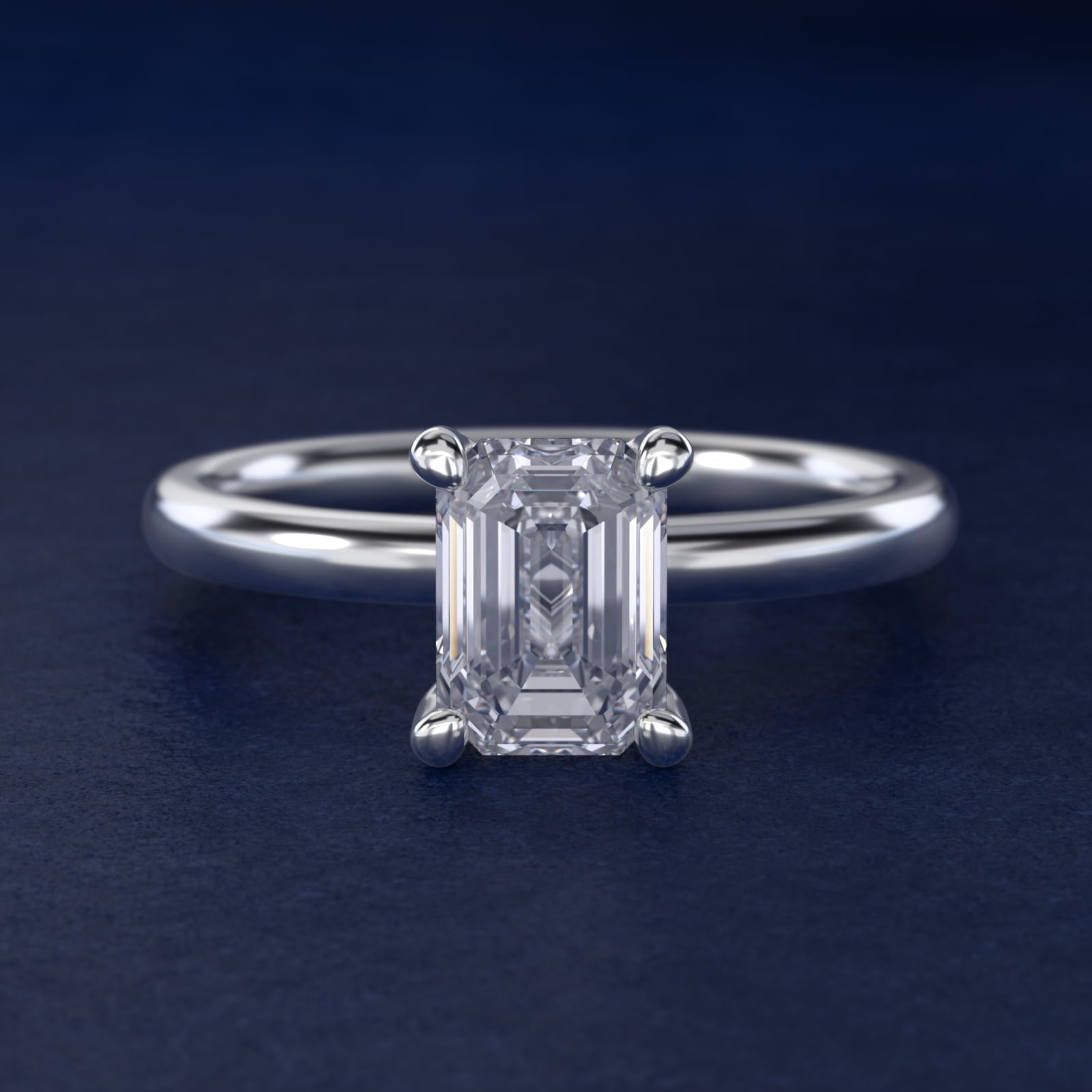 Solitaire Plus Hidden Halo Diamond Engagement Ring in Platinum - Emerald Center