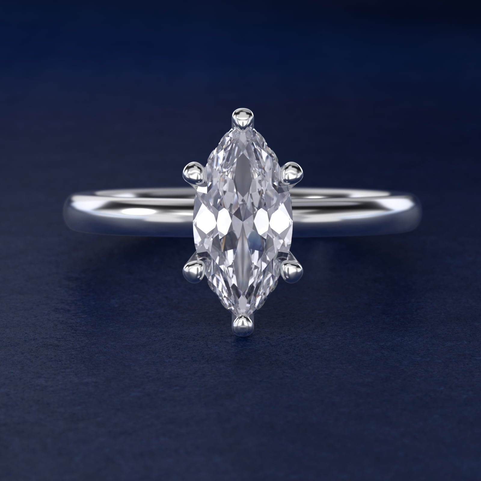 Solitaire Plus Hidden Halo Diamond Engagement Ring in Platinum - Marquise Center