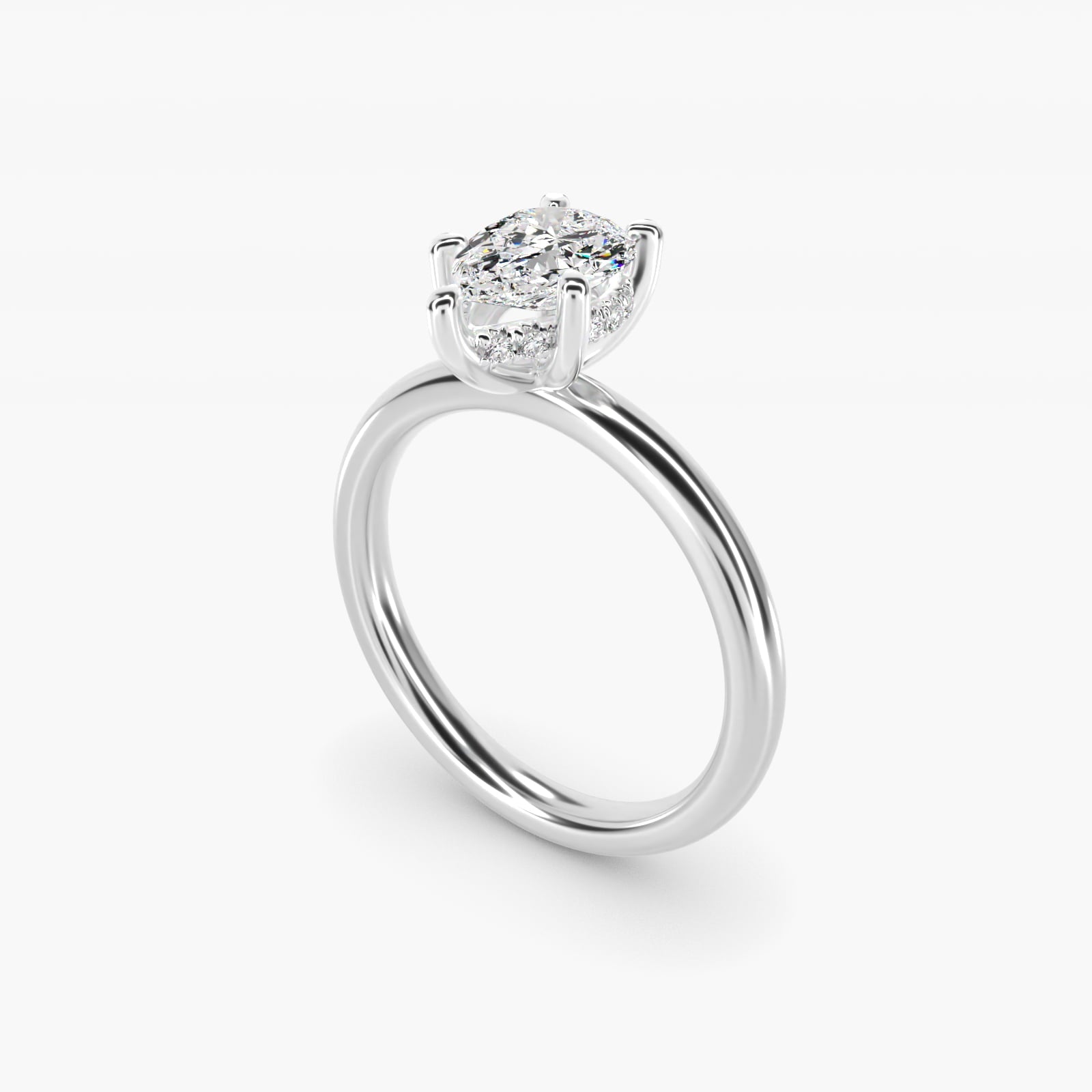 Solitaire Plus Hidden Halo Diamond Engagement Ring in Platinum - Pear Center