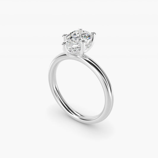 Solitaire Plus Hidden Halo Diamond Engagement Ring in Platinum - Pear Center